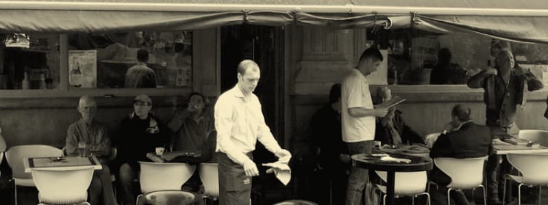 Waiter on a terrace in Brussels
